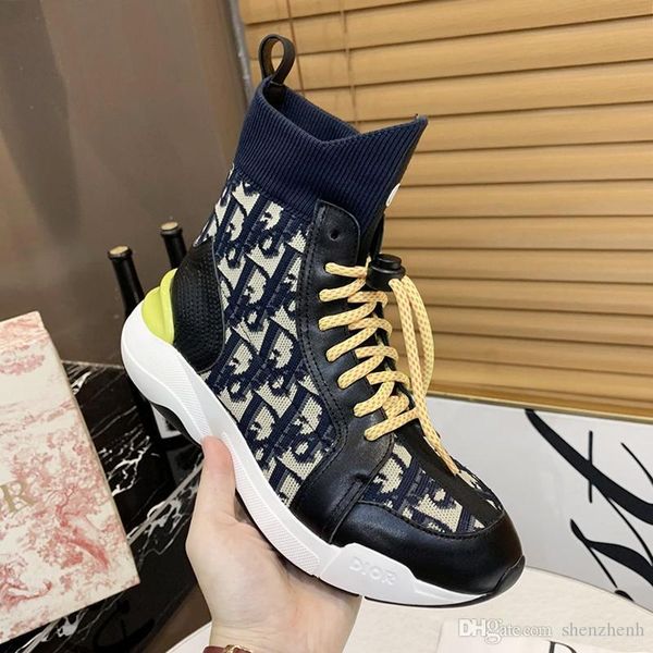 

men 's shoes fashion luxury sneakers comfortable outdoor walking shoes high lace -up sports men shoes with origin box, Black