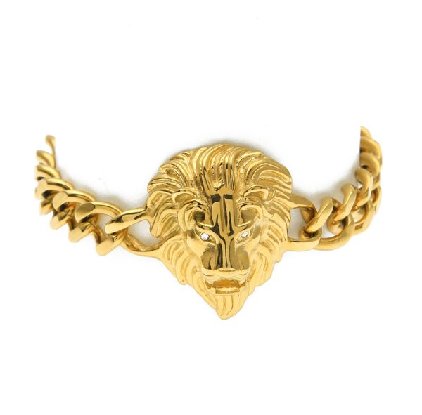 

hip hop tiger eye lion head кубинский ссылка браслет позолоченный из нержавеющей стали животных lion king браслеты браслеты, Black