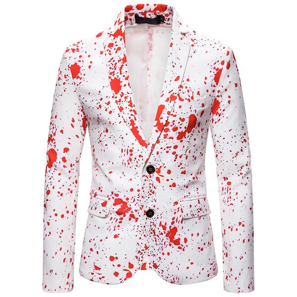 

3d splash ink print blazer men 2020 autumn new christmas suit jacket men blazer masculino party wedding prom stage costume homme, White;black