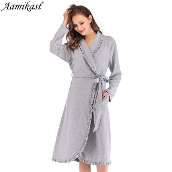 

womens designer nightwear autumn and winter new women's loose home service long-sleeved ruffled robe explosion models 2020 new style, Black;red