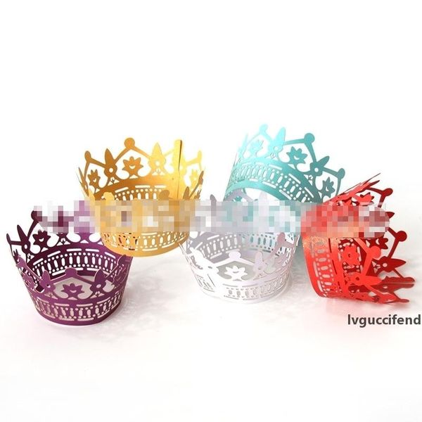 

cake wrap paper cup christmas hollow out crown modeling pearl papers cups red blue white cakes rim 4 2jr l1