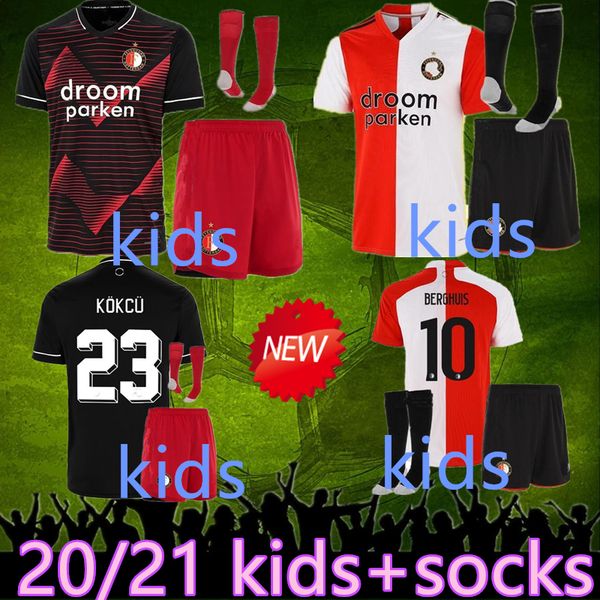 

2021 feyenoord soccer jersey kids kit socks home away 2020 2021 v.persie larsson berghuis vilhena jorgensen new feyenoord kid jersey shirt, Black