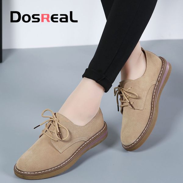 

dosreal women flats shoes cow suede oxford shoes winter warm with fur fashion ladies lace up none slip casual, Black