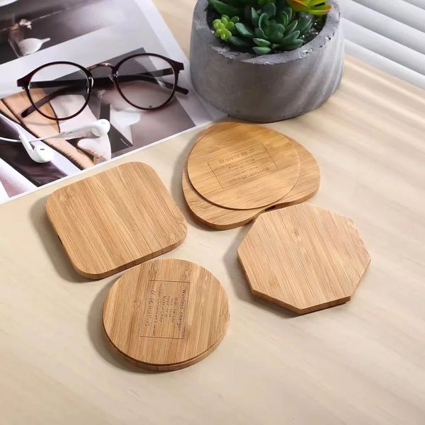 

Wood Wireless Charger Fashion QI 10W Square Round Wireless Chargers IPhone/Galaxy Huawei Micro USB Fast Charging 4 Styles
