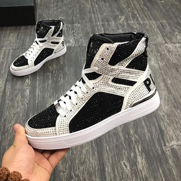 

luxury men shoes sneakers breathable fashion boots money beast hi -luxury casual bottes pour hommes with origin box mens shoes boots, Black