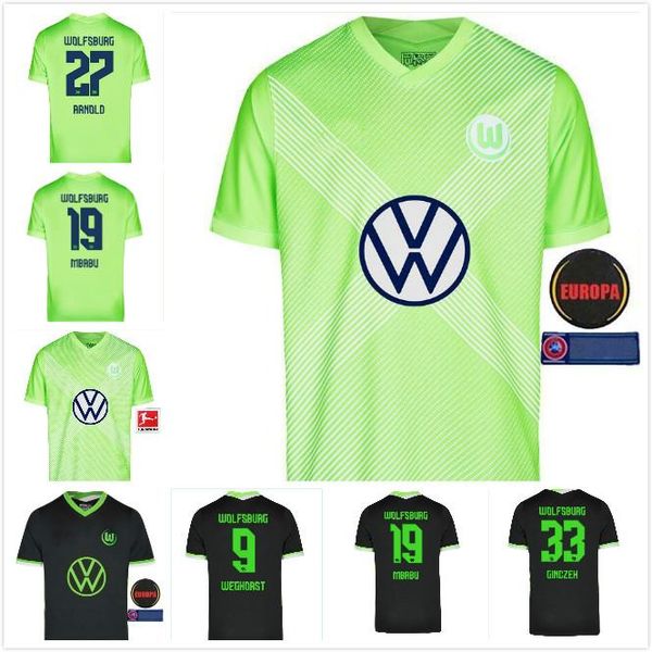

20 21 vfl wolfsburg soccer jersey weghorst arnold home 2020 2021 malli brekalo mehmedi ginczek guilavogui xaver steffen football shirt, Black;yellow