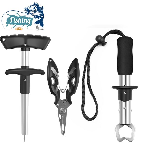 

3 pcs fishing pliers cutter fish lip grip gripper with hook remover tool set kit