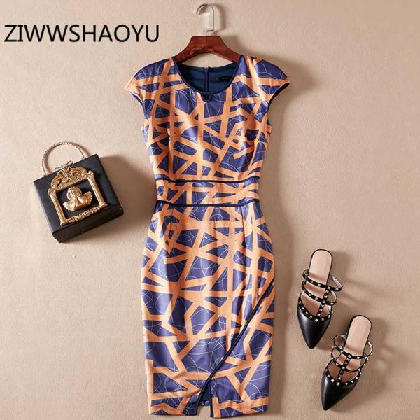

ziwwshaoyu summer women elegant fashion large size mini dresses runway designer ladies sleeveless striped print pencil dress, Black;gray