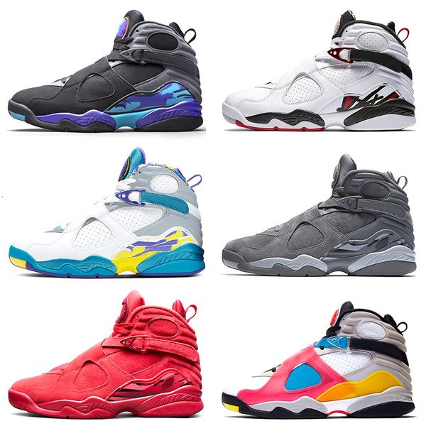 

jumpman 8s mens basketball shoes 8 multi color aqua black white cool grey chrome alternate men trainers sports sneakers
