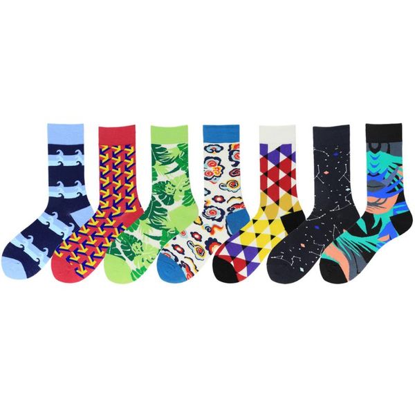 

men's socks abstract business harajuku retro sports skateboard candy color casual male gift designer, Black