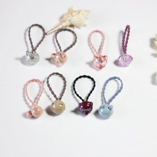 

hair accessories 2pcs elastcl bands headdress rope kids girl bear clips isnice ornament, Slivery;white