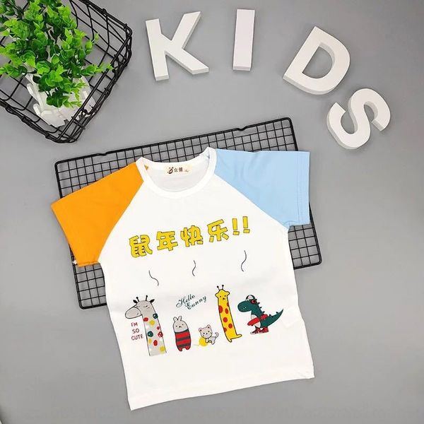 

50yfy boys and girls short-sleeved t-shirt 2020 summer new western t-shirt children's clothing style pure cotton baby children's c, Blue