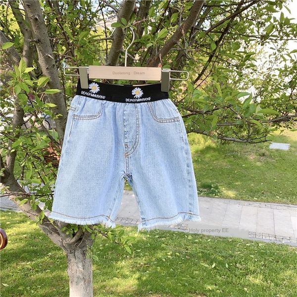 

e91jb clothing 2020 new children's 5-point denim pants for and jeans children's wear jeans boys and girls korean style daisy all, Blue