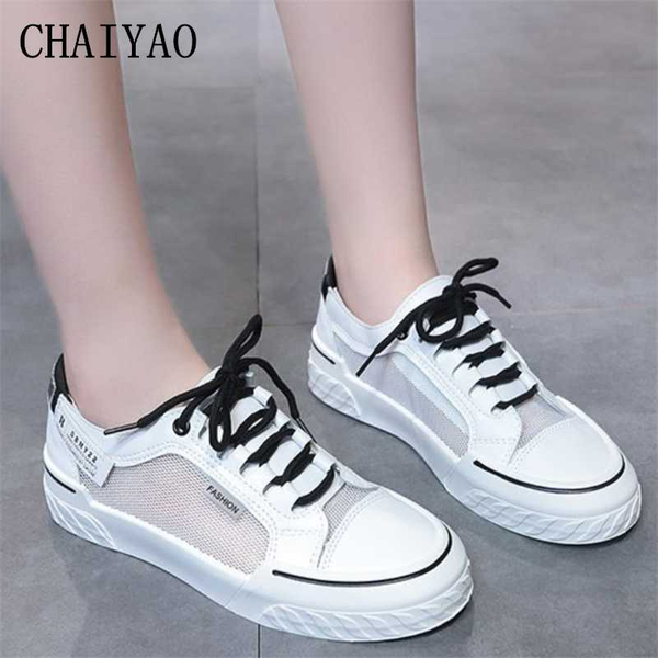 

women's sandals 2020 new ladies pu leather breathable female sandals fashion air mesh cross-strap flatform women's canvas shoes, Black