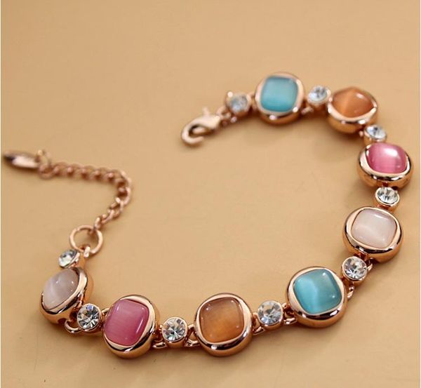 

bracelet wei nihua delicate color opal bracelet female gold-plated wild european and american big temperament bracelet jewelry, Black