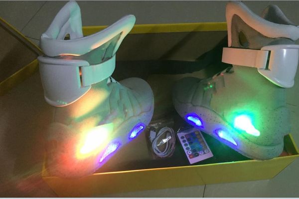 

mag sneakers marty mcfly's led shoes back to the future glow in the dark gray/black marty mcflys sneakers with box quality