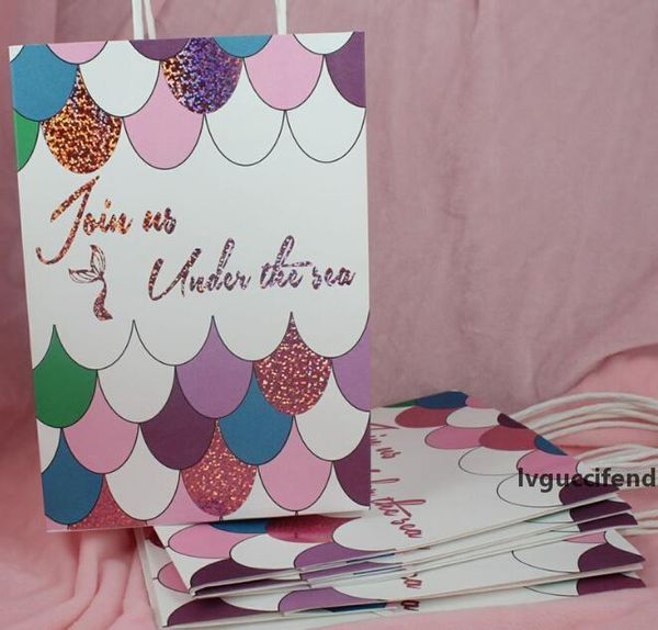 

mermaid craft bag with handles craft paper candy gift bag birthday wedding party decoration party supplies