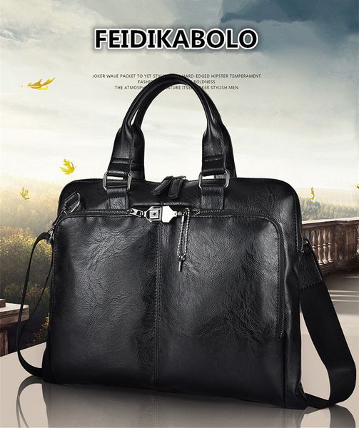 

new men's casual horizontal handbag soft leather business briefcase lapbag