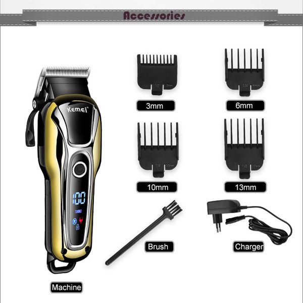 

kemei km1990 hair clipper professional hair trimmer men beard shaver electric hair clipper lcd monitor 0 mm bald beard trimmer 5 pt2009 sktq