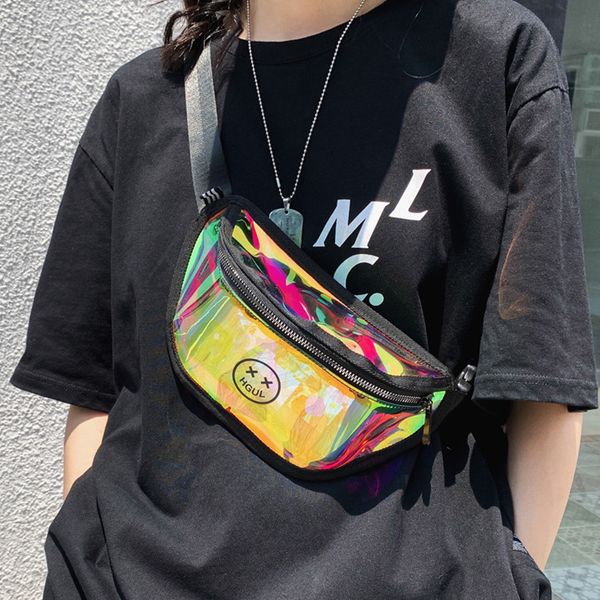 

original design shoulder bag male messenger bag chest personality korean waist street trend hip hop transparent