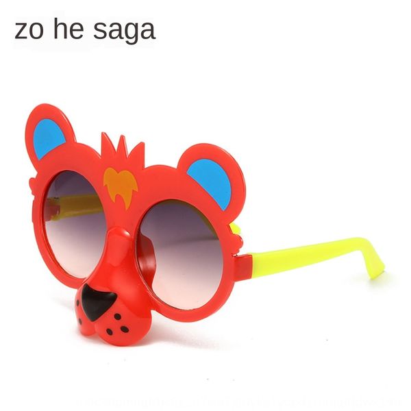 

new tiger large frame children's cartoon social baby sun sunglasses glasses pig plastic children's sunglasses, Blue
