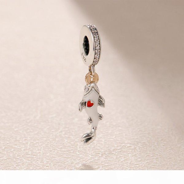 

y 2019 new fit pandora sterling 925 silver beads necklace springtime diy red carp fortune silver pendant women necklace jewelry wholesa, Black