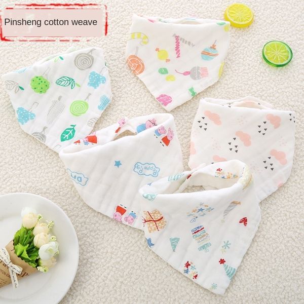 

gauze pure cotton six-layer saliva triangle scarf baby dining bib small scarf saliva towel female baby supplies buckle
