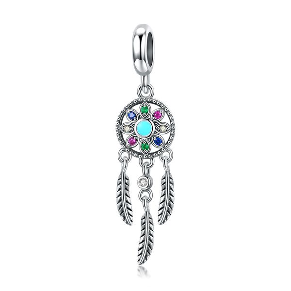 

серебро dreamcatcher мотаться подвески твердые 925 серебро уникальный turquoize cz красочный эмаль для женщин змея цепь браслет, Black