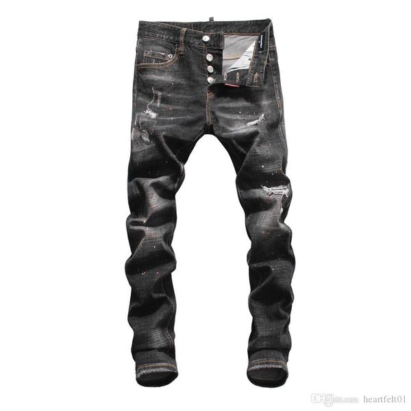 

brand jeans mens luxury designer jeans baggy biker high waisted ripped rock revival black skinny men jean jeckets long pants trousers 051, Blue