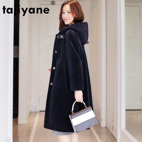 

осень зимнего пальто женщин одежды 2020 real fur coat wool jacket корейского урожай овцы shearling streetwear женщина топы zt3766, Black