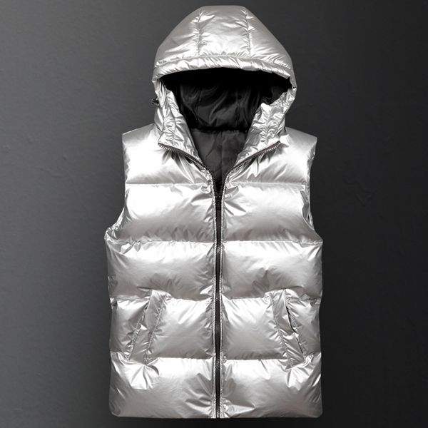 

men's winter vest hooded cotton-padded thickening vest men windbreaker mens jacket sleeveless casual male coats outdoors vests, Black;white