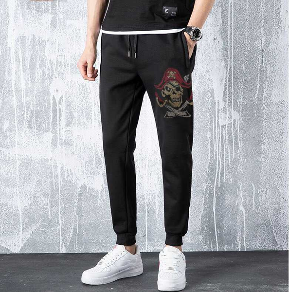 

drill streetwear men's pants hip hop casual male track trousers fashion rhinestones men pants 4xl, Black
