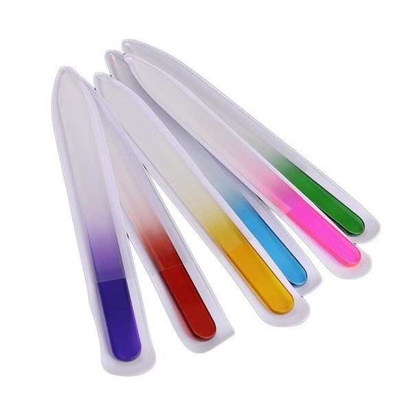

colorful glass nail files durable crystal file nail buffer nailcare nail art tool 14cm for manicure uv polish tool