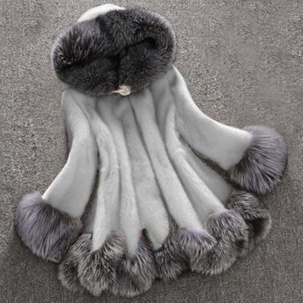 

fashion lady faux fur coat jackets office lady elegant coats loose leisure winterr female outwears warm and comfortable #3, Black