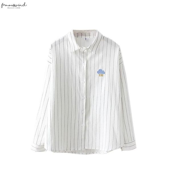 

2020 women blouses office ladies embroidery shirt striped embroidery blouses female blusas plus size drop shipping, White