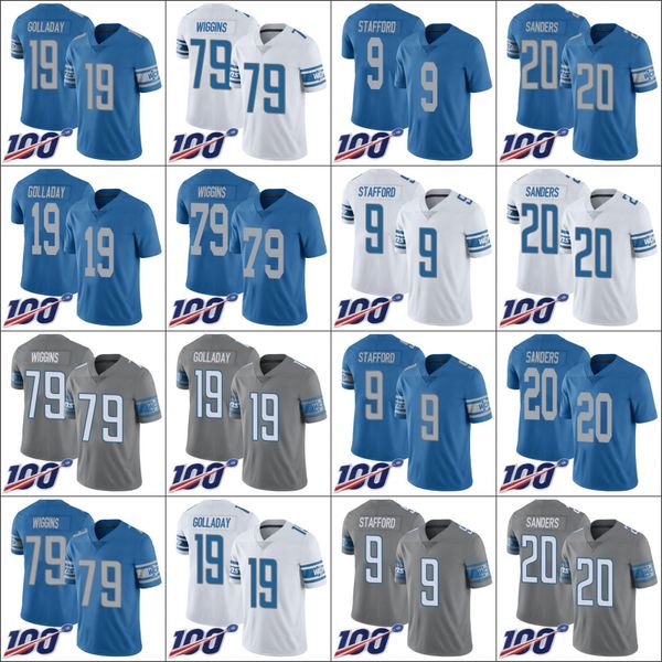 

detroit lions men #79 kenny wiggins 19 kenny golladay 9 matthew stafford 20 barry sanders women youth nfl 100th limited jersey