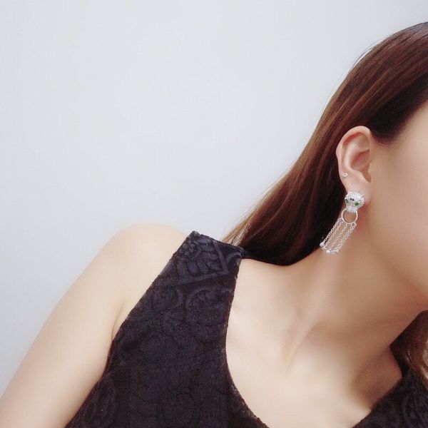 

designer earrings 925 sterling silver leopard emerald earrings show women's unique charm exquisite gift for women