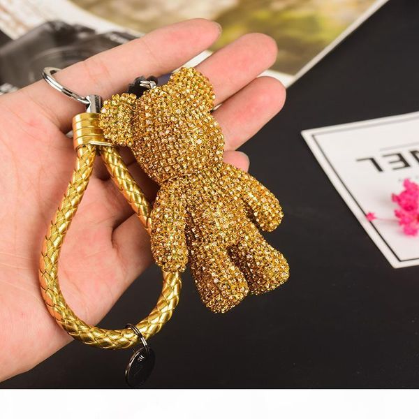 

роскошные ручной все rhinestone кристалл мрачные медведи брелки кожаный ремешок bomgom медведь кольца для ключей автомобильный держатель key, Slivery;golden