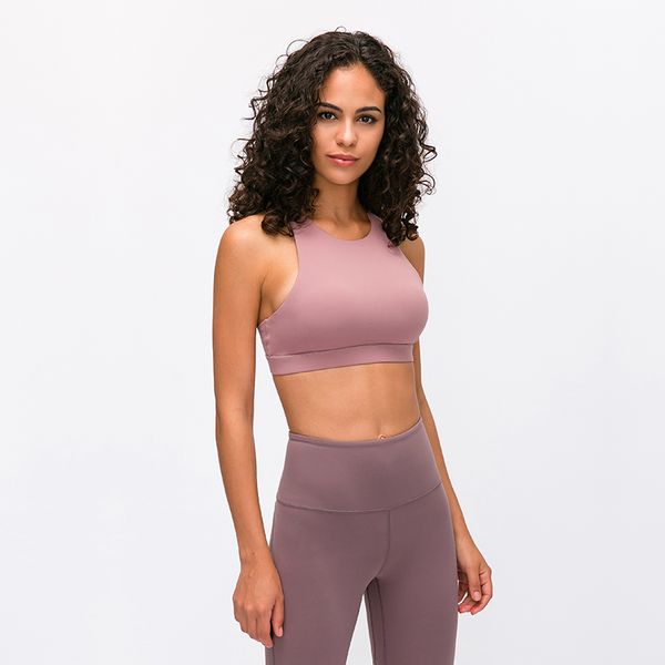 

women round neck push up sports bra cross back fitness wear padded sports bras high strength support underwear, White;black