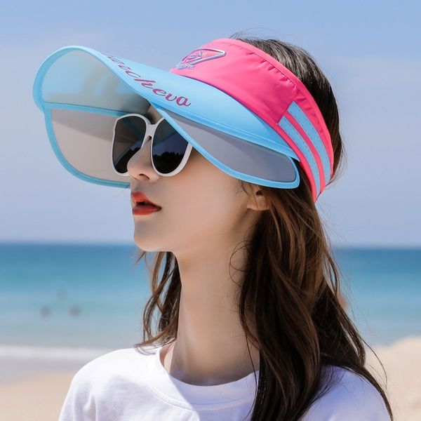 

empty women's two-color bicycle bicycle sun summer big edge sun hat outdoor women's cycling beach hat, Blue;gray