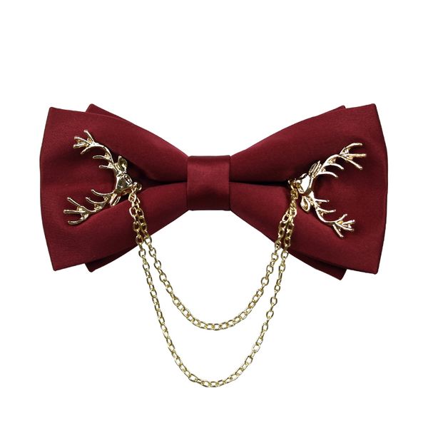 

upscale white shirt tassel chain rhinestone bow tie bowtie wedding man bowknot red luxury tie formal dress gifts for men, Black;gray