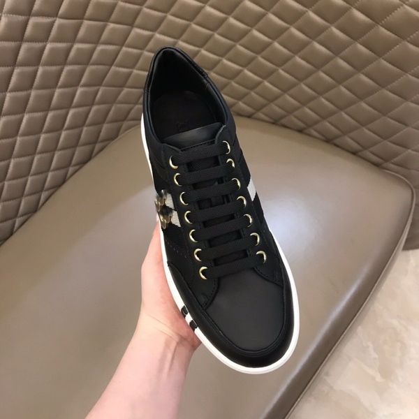 

luxury real leather casual shoes designer lace-up sneakers men flat shoes fashion mixed color original box thick soled bshoes size 34-45, Black