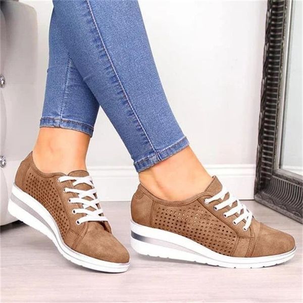 

new summer and autumn wedge sneakers casual canvas shoes for women 2020 breathable platform stiletto heel mesh shoes, Black