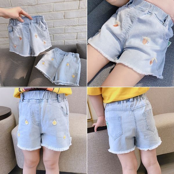 

grasshopper brother 2020 korean style fruit and new fruit thin soft denim shorts pants baby girl shorts denim tide pants, Blue