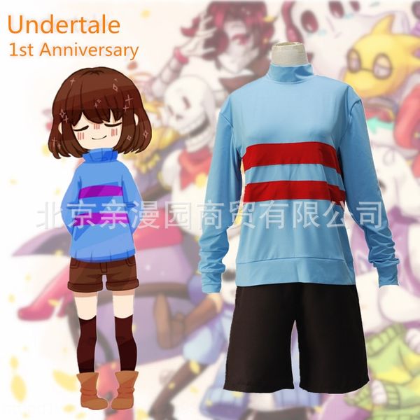 

under clothing legend of the undertale of the romantic garden frisk freck cosplay costume blue, Black;red