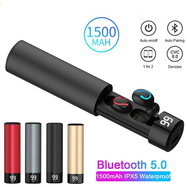 

цифровой склад дисплей выдвижная беспроводная bluetooth-гарнитура 5,0 большой емкости батареи в коробку двойной стерео наушники