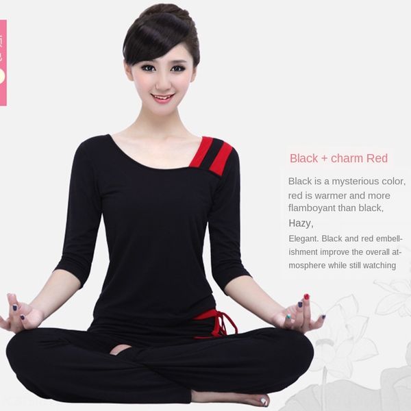 

летние виды спорта фитнес одежды йоги одежды новый хлопок спортивный фитнес модальных йога костюм большого размера танец костюм, White;red