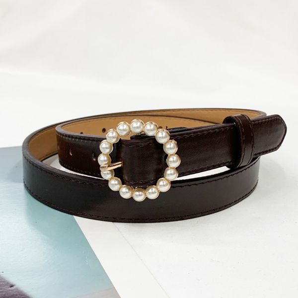 

belt waistband woman pearl gold buckle leather belts for women jeans fashion girls ladies waist, Black;brown