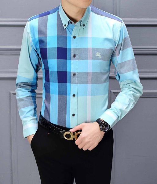 

polo shirt 2020 summer men's shirt fashion square collar color contrast long sleeve plaid personality shirt men, White;black