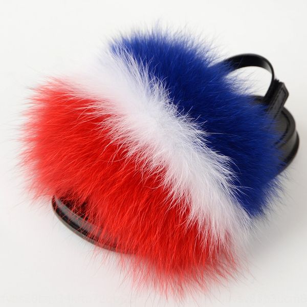 

children' fox fur pvc men' women' and and children' one-line sandals plush sandals for children, Black;grey